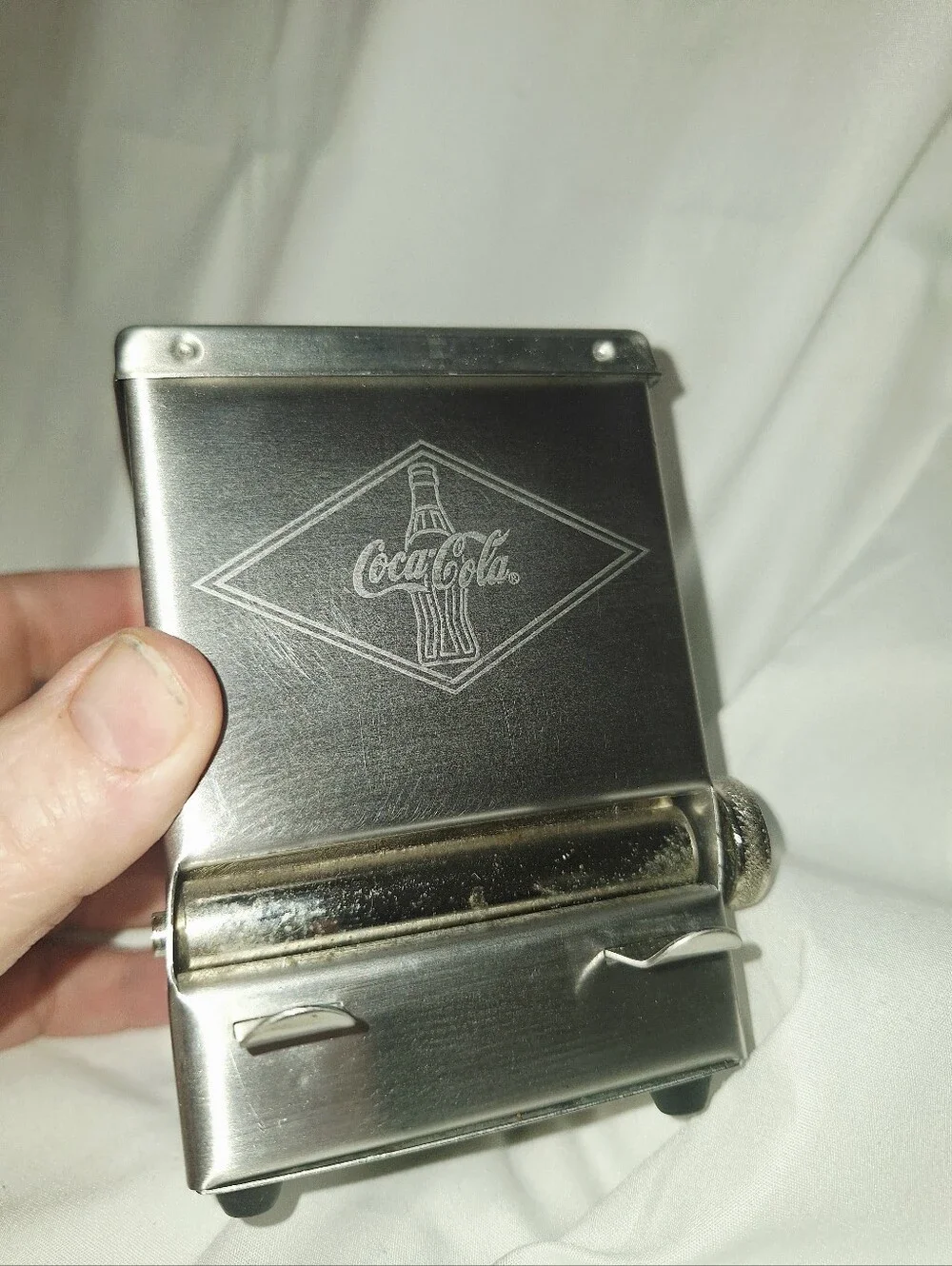 Vintage Coca-Cola Branded Stainless Steel Toothpick Dispenser- Silver